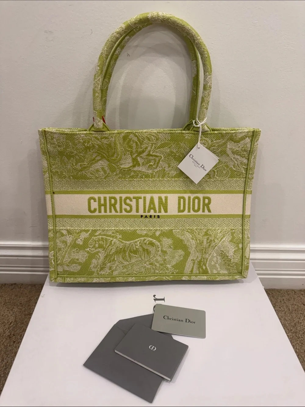 Dior Riviera Medium Book Tote Green  Limited Edition Toile de Jouy Canvas NWT